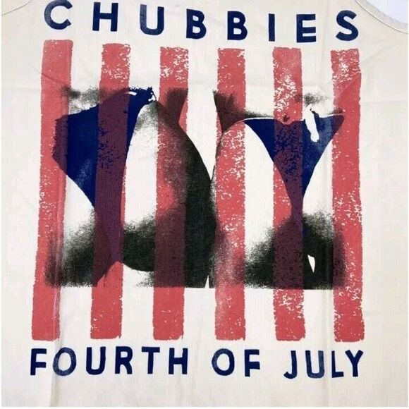 Chubbies Shirt Mens Beige Red Fourth of July Butt Tank Top Cotton New Small - Picture 2 of 3
